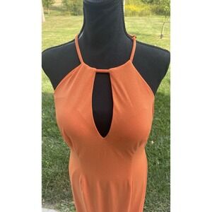 JULES AND CLEO  Glitter Knit‎ Halter Sheath Gown David's Bridal Size 12 Read